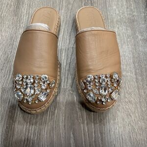 Karl Lagerfeld Tan Embellished Mules